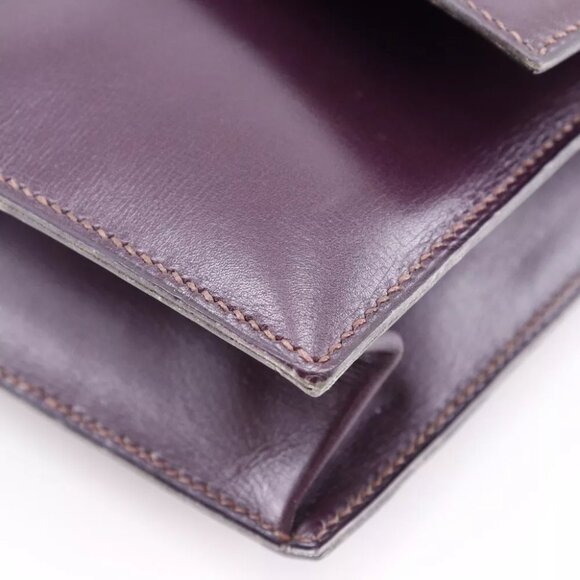HERMES Fako Clutch bag vintage Bordeaux Box carf Women - Picture 10 of 12